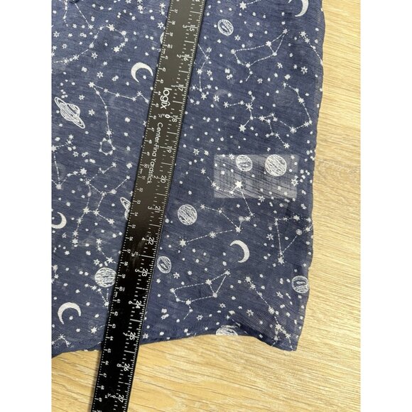 Anthropology Top Sz XL Blue Organza Tie Neck Space Blouse Sheer Astrology Career - Picture 10 of 10